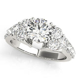 1 ct tw Cluster Sides Engagement Ring with F Color VS Clarity GIA Certified Diamond