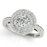 1 1/2 ct tw Halo Round Engagement Ring with F Color VS Clarity GIA Certified Diamond