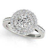 1 1/2 ct tw Halo Round Engagement Ring with F Color VS Clarity GIA Certified Diamond