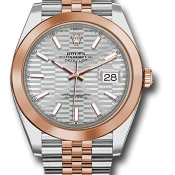 Rolex Steel and Everose Gold Rolesor Datejust 41 Watch 126301 sflmij