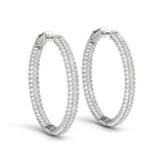 Diamond Hoop Earrings Vault Lock with F Color VS Clarity Diamonds