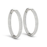 Diamond Hoop Earrings Vault Lock with F Color VS Clarity Diamonds