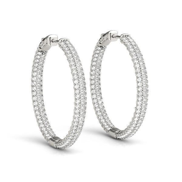 Diamond Hoop Earrings Vault Lock with F Color VS Clarity Diamonds