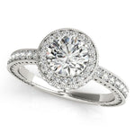 1 1/2 ct tw Halo Round Engagement Ring with F Color VS Clarity GIA Certified Diamond