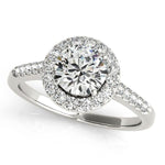 1 ct tw Halo Round Engagement Ring with F Color VS Clarity GIA Certified Diamond