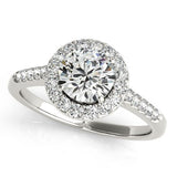 1 ct tw Halo Round Engagement Ring with F Color VS Clarity GIA Certified Diamond