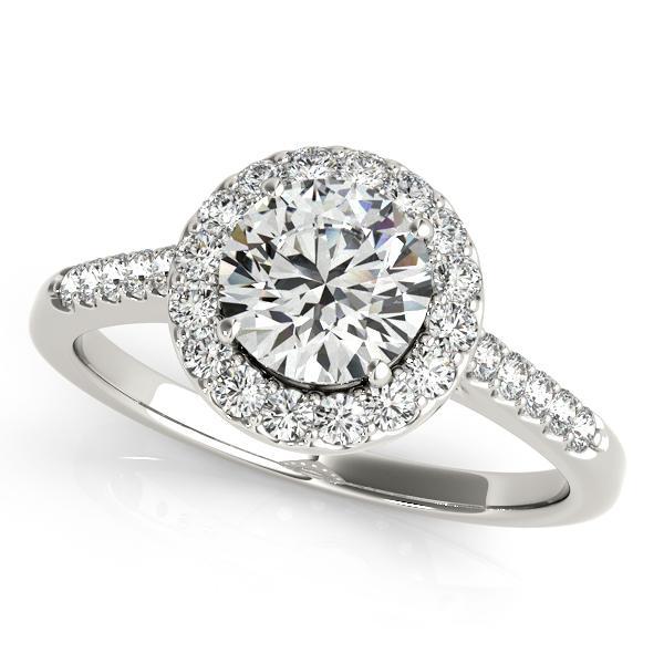 1 ct tw Halo Round Engagement Ring with F Color VS Clarity GIA Certified Diamond