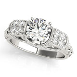 1/3 ct tw Antique Style Engagement Ring with F Color VS Clarity GIA Certified Diamond