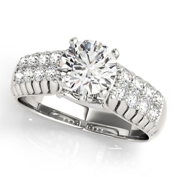 1/2 ct tw Pave Engagement Ring with F Color VS Clarity GIA Certified Diamond