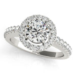 1 ct tw Halo Round Engagement Ring with F Color VS Clarity GIA Certified Diamond