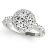 1 ct tw Halo Round Engagement Ring with F Color VS Clarity GIA Certified Diamond