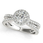 1 1/2 ct tw Halo Round Engagement Ring with F Color VS Clarity GIA Certified Diamond
