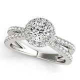 1 1/2 ct tw Halo Round Engagement Ring with F Color VS Clarity GIA Certified Diamond
