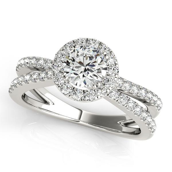 1 1/2 ct tw Halo Round Engagement Ring with F Color VS Clarity GIA Certified Diamond