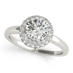 1 ct tw Halo Round Engagement Ring with F Color VS Clarity GIA Certified Diamond