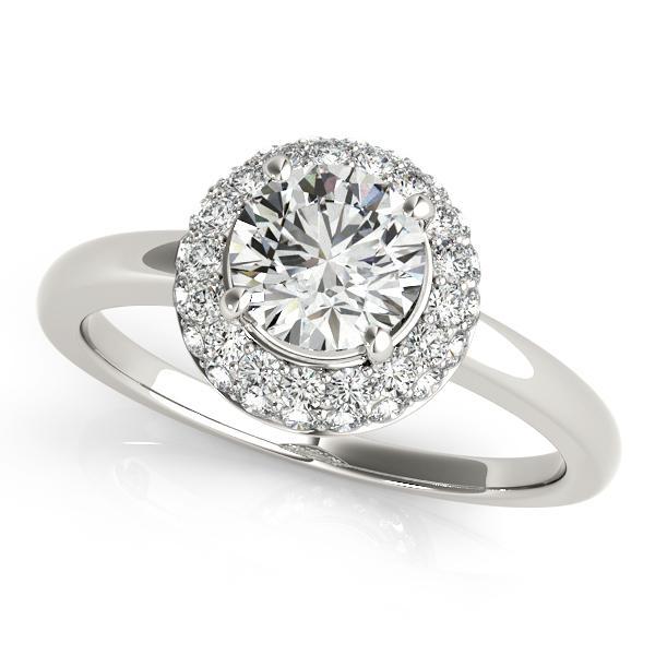1 ct tw Halo Round Engagement Ring with F Color VS Clarity GIA Certified Diamond
