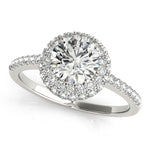 1 1/2 ct tw Halo Round Engagement Ring with F Color VS Clarity GIA Certified Diamond