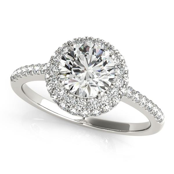 1 1/2 ct tw Halo Round Engagement Ring with F Color VS Clarity GIA Certified Diamond