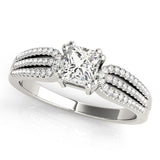 1 ct tw MultiRow Engagement Ring with F Color VS Clarity GIA Certified Diamond