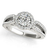 1 ct tw Halo Round Engagement Ring with F Color VS Clarity GIA Certified Diamond