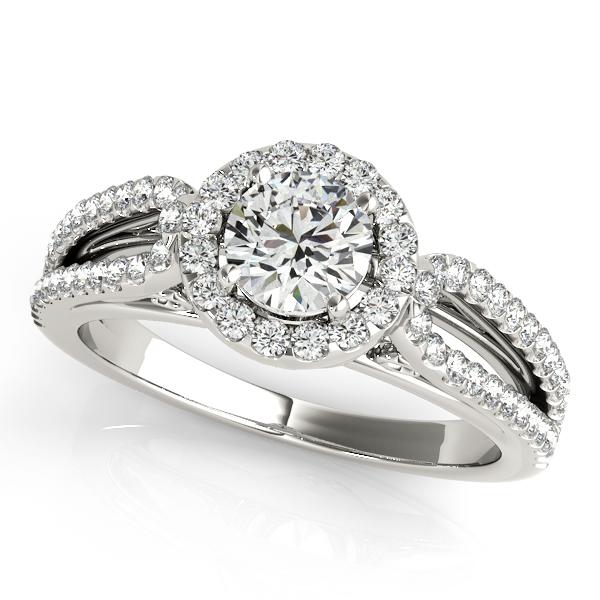1 ct tw Halo Round Engagement Ring with F Color VS Clarity GIA Certified Diamond