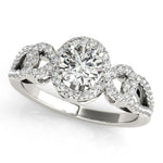 1/3 ct tw Halo Round Engagement Ring with F Color VS Clarity GIA Certified Diamond