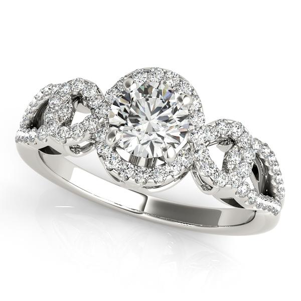 1/3 ct tw Halo Round Engagement Ring with F Color VS Clarity GIA Certified Diamond