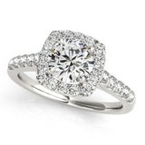 1 1/2 ct tw Halo Round Engagement Ring with F Color VS Clarity GIA Certified Diamond