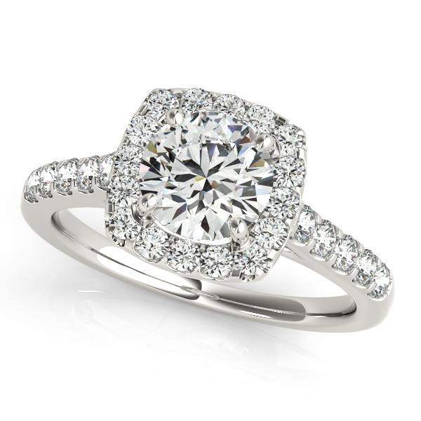 1 1/2 ct tw Halo Round Engagement Ring with F Color VS Clarity GIA Certified Diamond