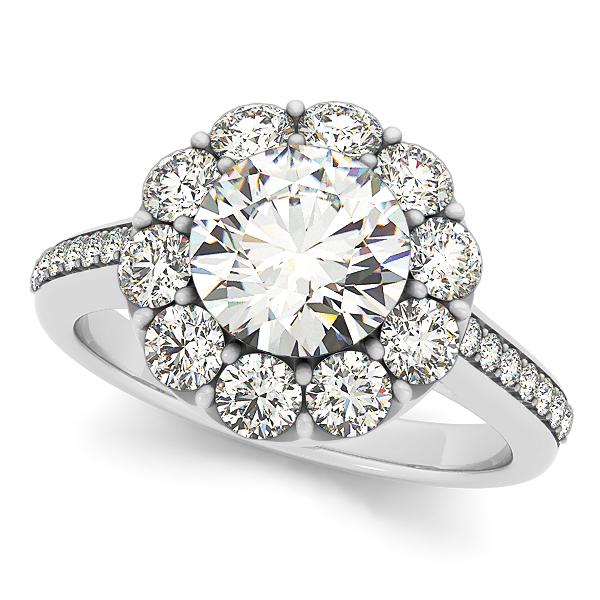 1 1/2 ct tw Halo Round Engagement Ring with F Color VS Clarity GIA Certified Diamond