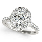 1 1/2 ct tw Halo Round Engagement Ring with F Color VS Clarity GIA Certified Diamond