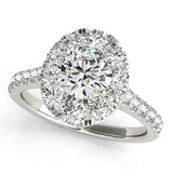 1 1/2 ct tw Halo Round Engagement Ring with F Color VS Clarity GIA Certified Diamond