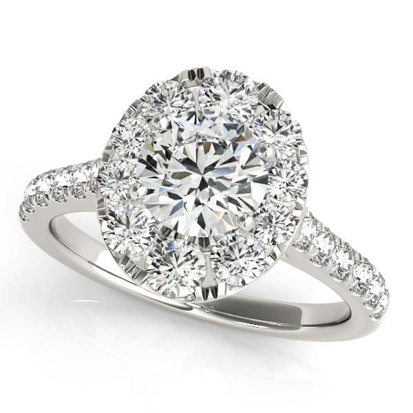 1 1/2 ct tw Halo Round Engagement Ring with F Color VS Clarity GIA Certified Diamond