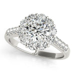 1 1/2 ct tw Halo Round Engagement Ring with F Color VS Clarity GIA Certified Diamond