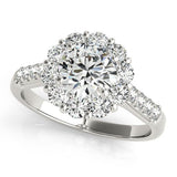 1 1/2 ct tw Halo Round Engagement Ring with F Color VS Clarity GIA Certified Diamond