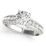 1/2 ct tw Antique StyleSingle  Row Prong Set Engagement Ring with F Color VS Clarity GIA Certified Diamond