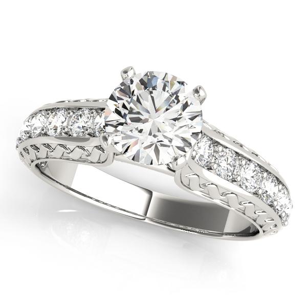 1/2 ct tw Antique StyleSingle  Row Prong Set Engagement Ring with F Color VS Clarity GIA Certified Diamond