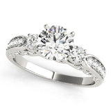 1/2 ct tw Three Stone  Round Engagement Ring with F Color VS Clarity GIA Certified Diamond