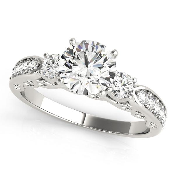 1/2 ct tw Three Stone  Round Engagement Ring with F Color VS Clarity GIA Certified Diamond