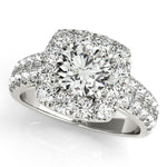 1 ct tw Halo Round and Princess & Cushion Cut  Engagement Ring with F Color VS Clarity GIA Certified Diamond