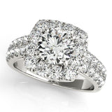 1 ct tw Halo Round and Princess & Cushion Cut  Engagement Ring with F Color VS Clarity GIA Certified Diamond