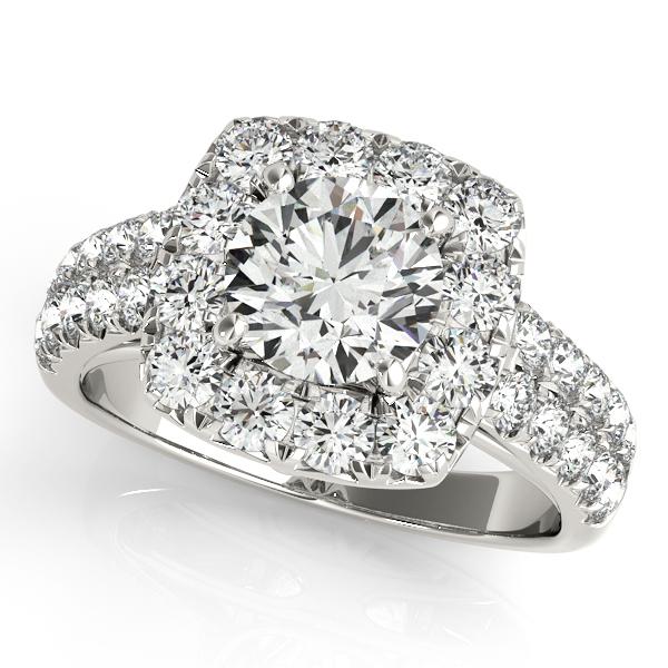 1 ct tw Halo Round and Princess & Cushion Cut  Engagement Ring with F Color VS Clarity GIA Certified Diamond