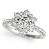 1 ct tw Halo Round Engagement Ring with F Color VS Clarity GIA Certified Diamond