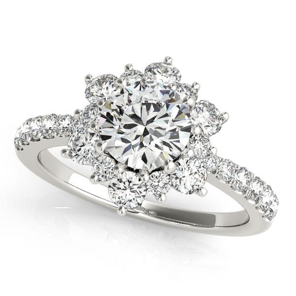 1 ct tw Halo Round Engagement Ring with F Color VS Clarity GIA Certified Diamond