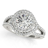 1 1/2 ct tw Halo Round Engagement Ring with F Color VS Clarity GIA Certified Diamond