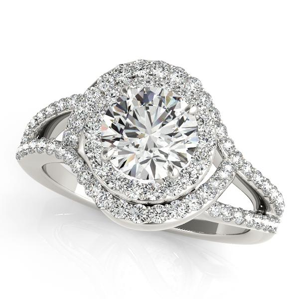 1 1/2 ct tw Halo Round Engagement Ring with F Color VS Clarity GIA Certified Diamond