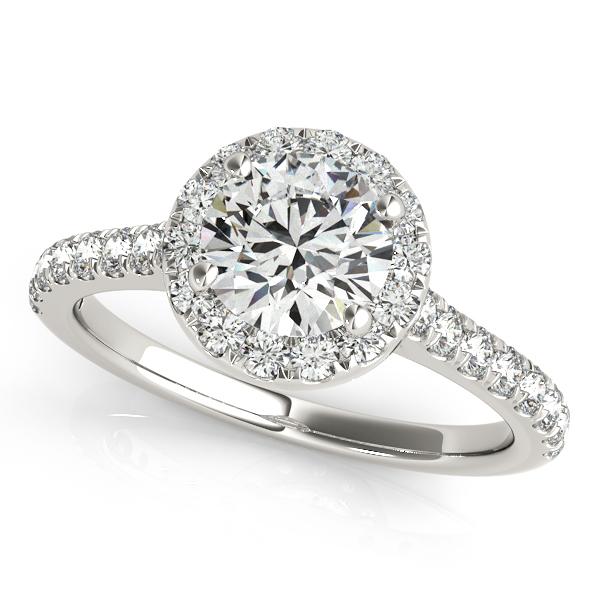 1 ct tw Halo Round Engagement Ring with F Color VS Clarity GIA Certified Diamond