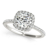 1 1/2 ct tw Halo Round Engagement Ring with F Color VS Clarity GIA Certified Diamond