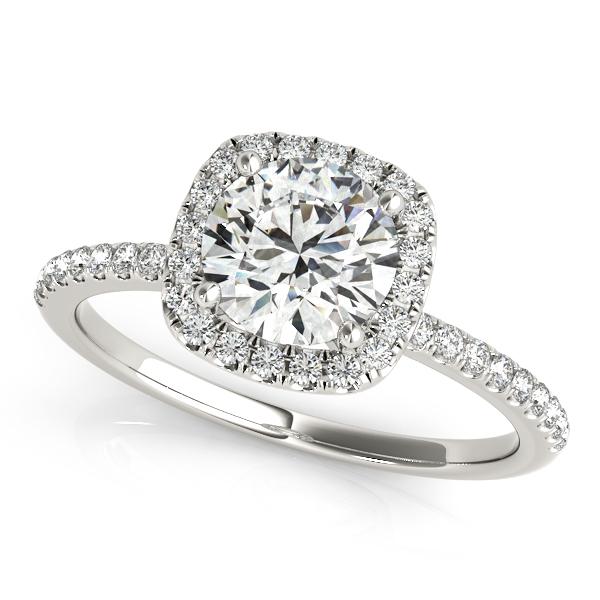 1 1/2 ct tw Halo Round Engagement Ring with F Color VS Clarity GIA Certified Diamond