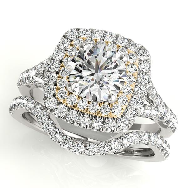 Solitaire Star Bridal Set Ring Star Cut Diamond Engagement Ring w/ Curve  Wedding Half Band Ring [BR0513-2C]